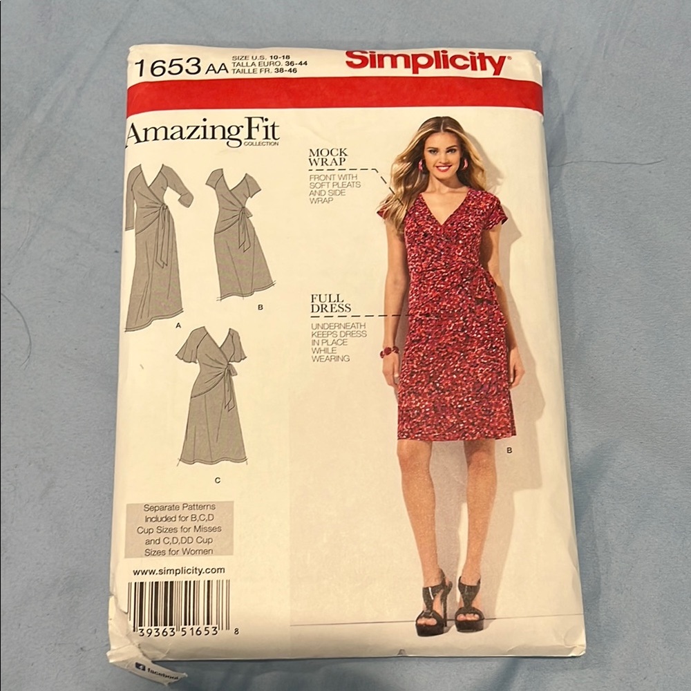 Simplicity Red Midi Wrap Dress with Tie Front